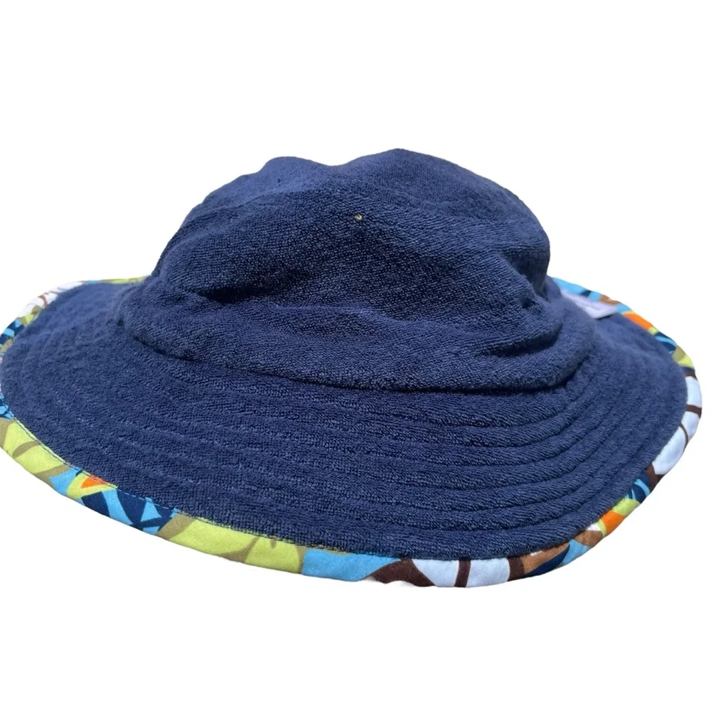 One Step Ahead Kid’s Medium Navy Blue, Tropical Flowers UV Protection Bucket Hat